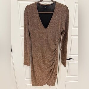 Fifteen Twenty Shimmering Copper/Brown Long Sleeve Dress